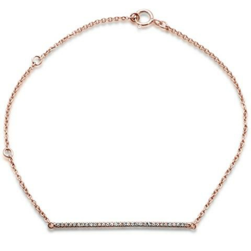 .07ct 14kt rose gold diamond trendy bar bracelet